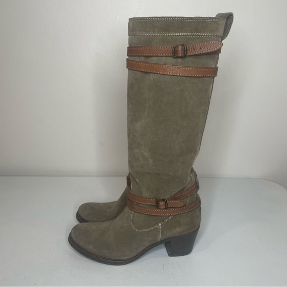 FRYE Taupe Suede JANE Strappy Knee High Boots sz 8 - Picture 11 of 12